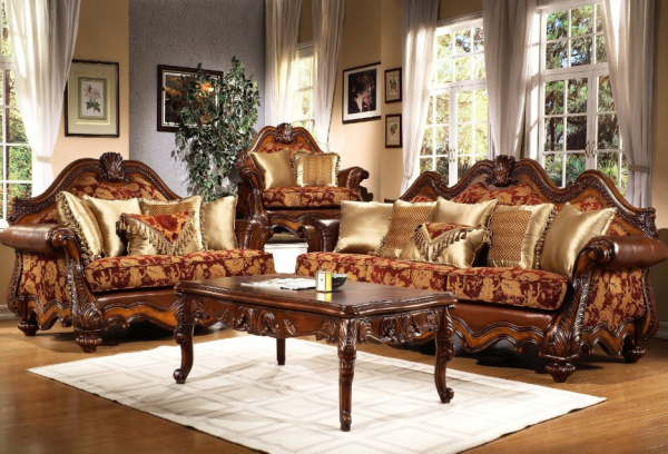 Ruang santai dengan sofa bergaya viktorian